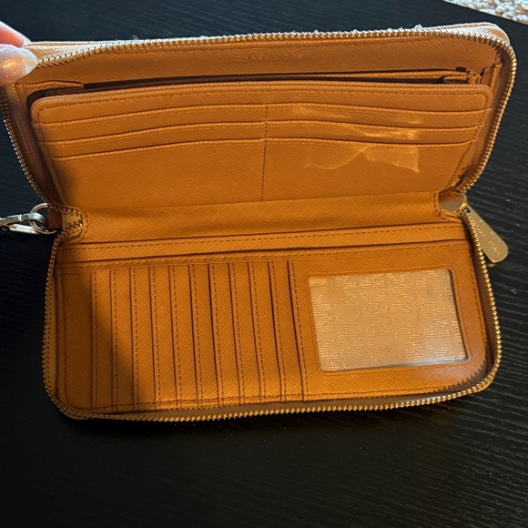Michael Kors Beige and Brown Logo Wristlet - Picture 5 of 5